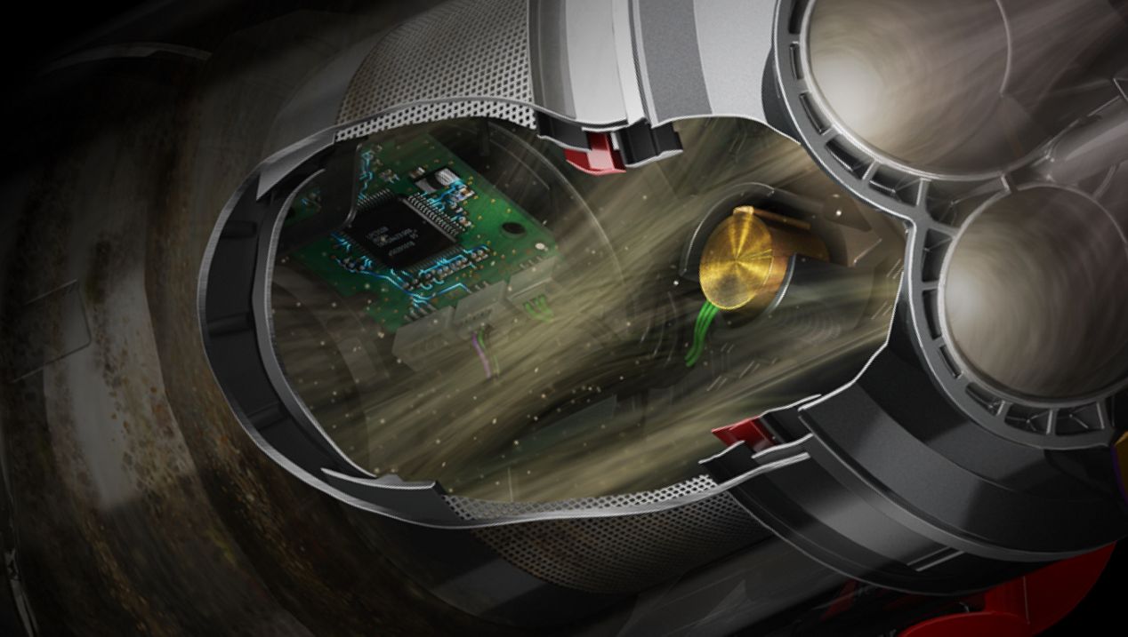 هيكل مفرغ يوضح موقع مستشعر البيزو